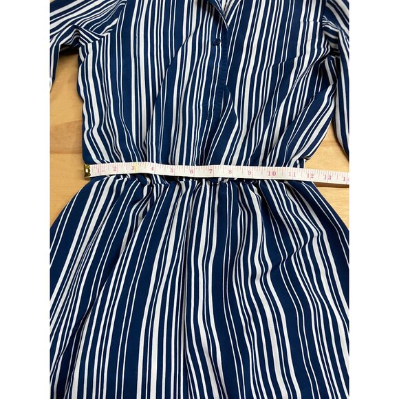 Bonded Womens Jumpsuit Small Navy White Striped Elastic Wais Wide-Leg Boho - Picture 4 of 7